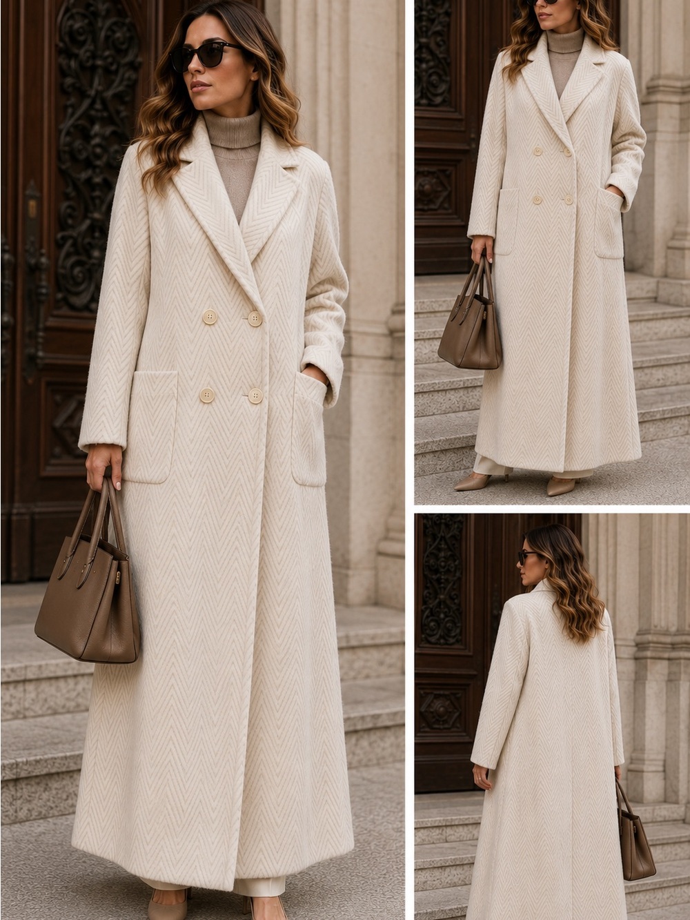 Newman Marcus Regency Wool Blend Long Double-Breasted Coat L